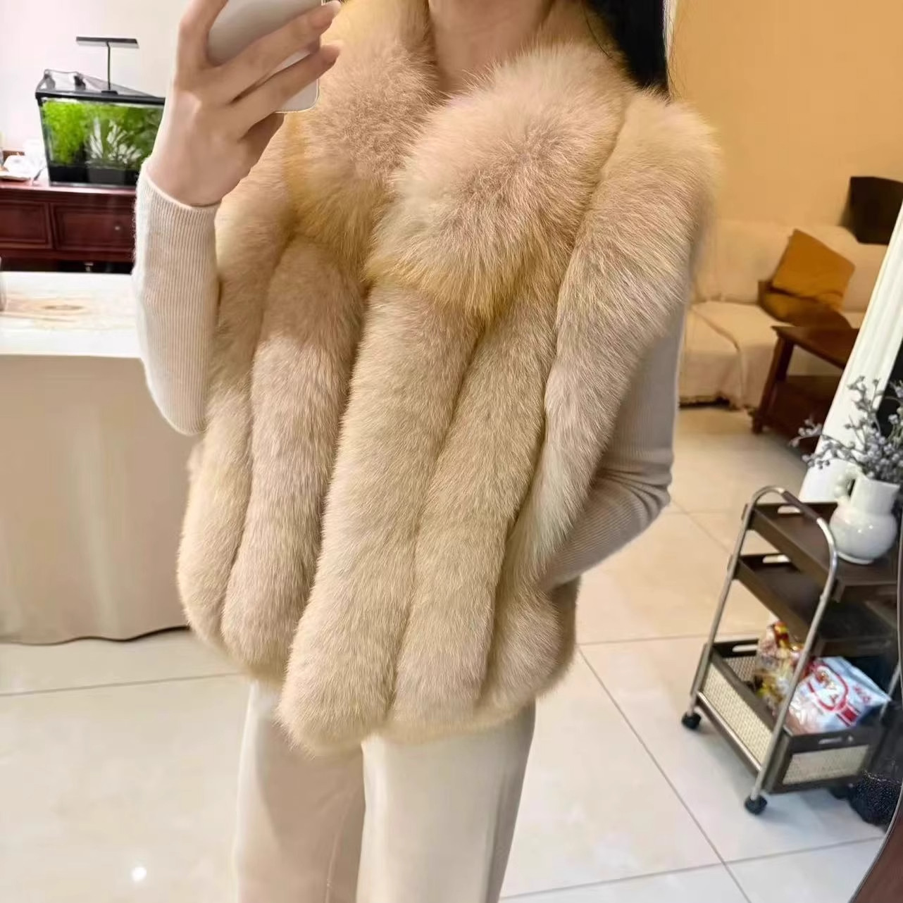 2025新款仿狐狸毛立领马甲外套女秋冬季高级环保皮草毛毛坎肩上衣,女装/女士精品,短外套,淘宝优惠券,粉丝福利购,淘宝优惠卷