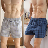 Men's pure cotton Arlo pants, loose boxer shorts, pluse-sized high-waisted all-cotton pajae pants, fat shorts, four-cornered trouser cuffs thumbnail 3
