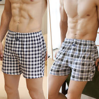 Men's pure cotton Arlo pants, loose boxer shorts, pluse-sized high-waisted all-cotton pajae pants, fat shorts, four-cornered trouser cuffs thumbnail 6