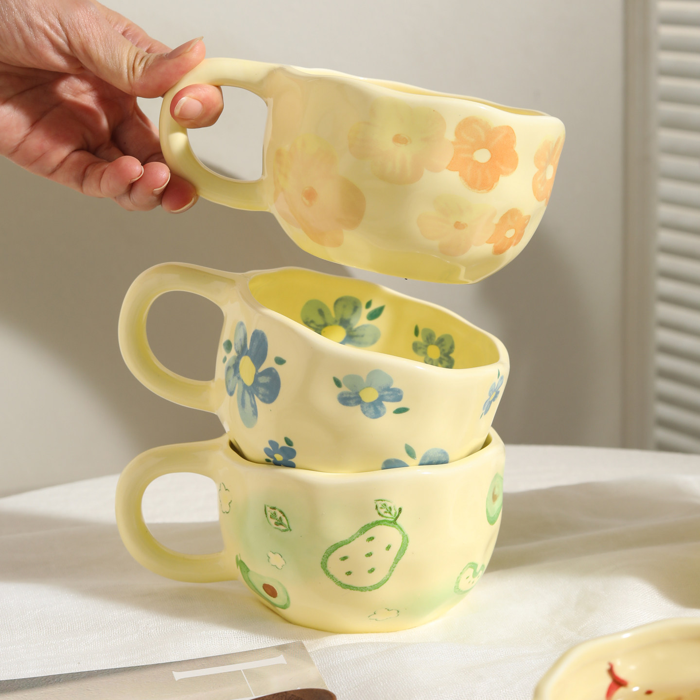 陶瓷马克杯办公室下午茶喝水杯高颜值早餐杯燕麦牛奶杯家用咖啡杯