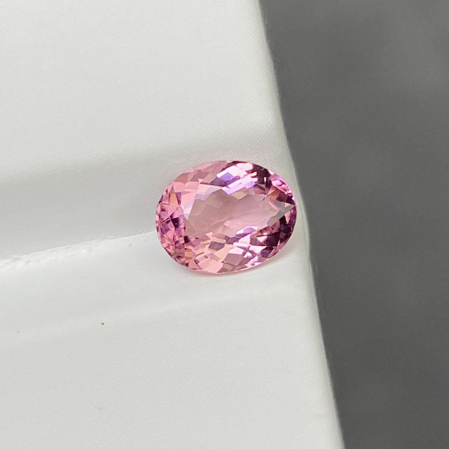 【一氏】1.1克拉天然粉碧玺裸石椭圆戒面干净满火彩10月生辰礼物