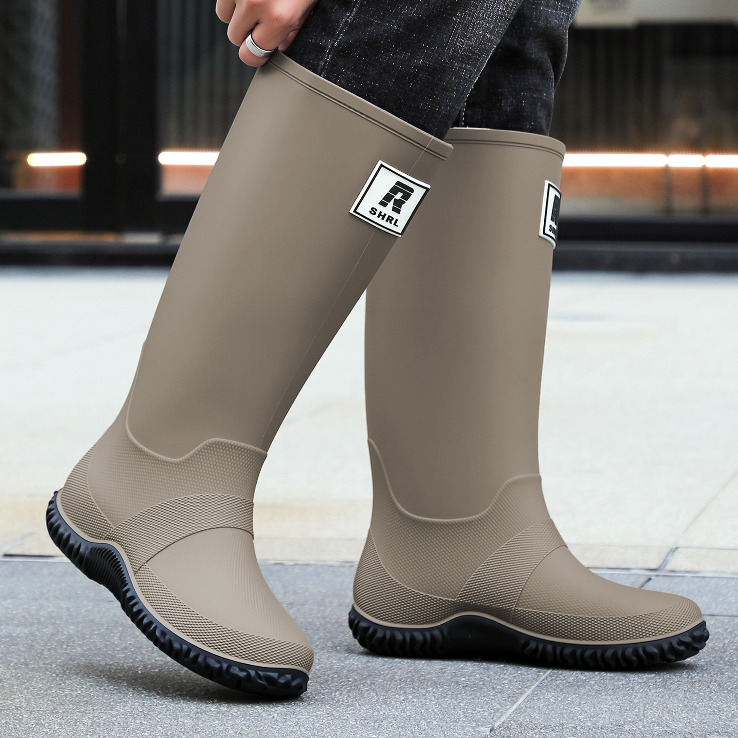 日式雨靴男女时尚户外男士水鞋长筒胶鞋钓鱼洗车防水防滑情侣雨鞋