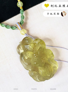 黄金天然利比亚陨石吊坠雕刻件