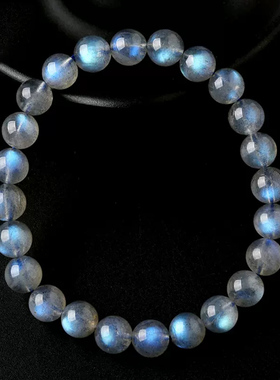 天然灰月光拉长石手链散珠子手串