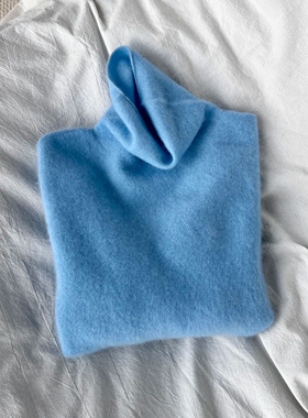 蓝色高领毛衣女款2025新款冬可外穿内搭打底衫超好看针织厚款上衣