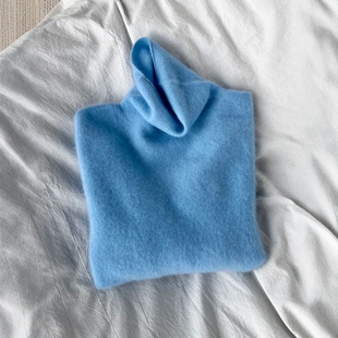 蓝色高领毛衣女款2025新款冬可外穿内搭打底衫超好看针织厚款上衣