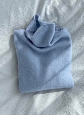 冰川蓝色高领毛衣女款2025新款冬季可外穿内搭打底衫针织修身上衣