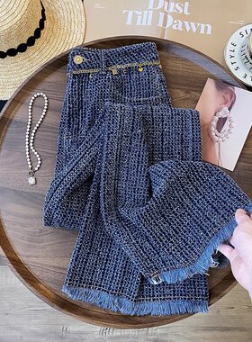 高街时尚气质显瘦牛仔裤女秋季新款蓝色休闲高腰复古宽松直筒裤子