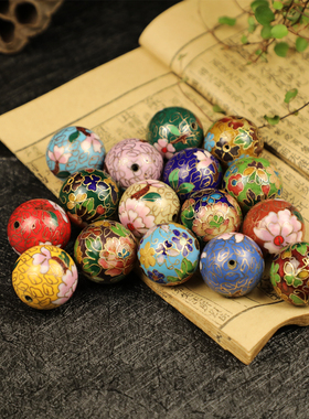 精品80年代库存老货纯手工景泰蓝银蓝球银蓝diyY掐丝老货直径3cm