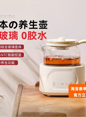 日本正负零养生壶家用多功能小型办公室煮花茶器全玻璃恒温烧水壶