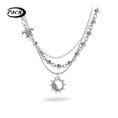 POCK原创高级感叠戴太阳花设计项链个性 鸢尾花颈链冷淡风格 卫衣链