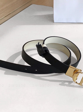 欧美25ss女士新款旋转扣黑白双面两用裤裙装饰真牛皮腰带皮带2cm