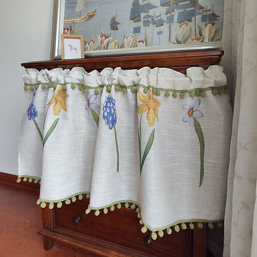 亚麻窗帘门帘隔断柜门遮挡小帘