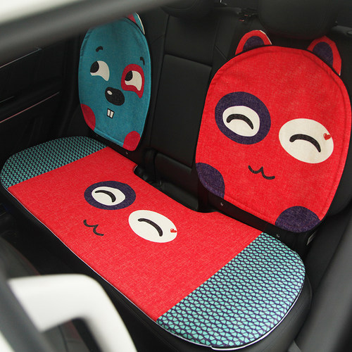 棉麻汽车汽车四季坐垫靠垫卡通