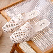 凉拖女2026新款 夏百搭外穿网面透气防滑亚麻棉布包头半拖鞋 凉拖女