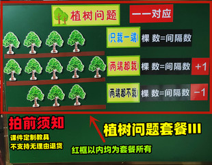 植树问题公开课演示小学五年级数学课课程小树教具磁性贴卡片贴纸