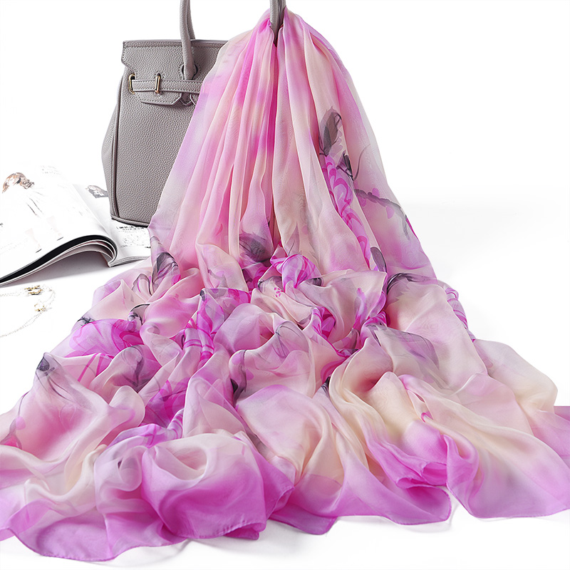 正品春秋冬季百搭防晒沙滩巾丝巾超大雪纺多功能印花长款纱巾两用