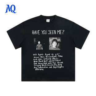 重磅小众人像印花短袖 MQ原创2025SS 怪奇物语印花T恤纯棉美式