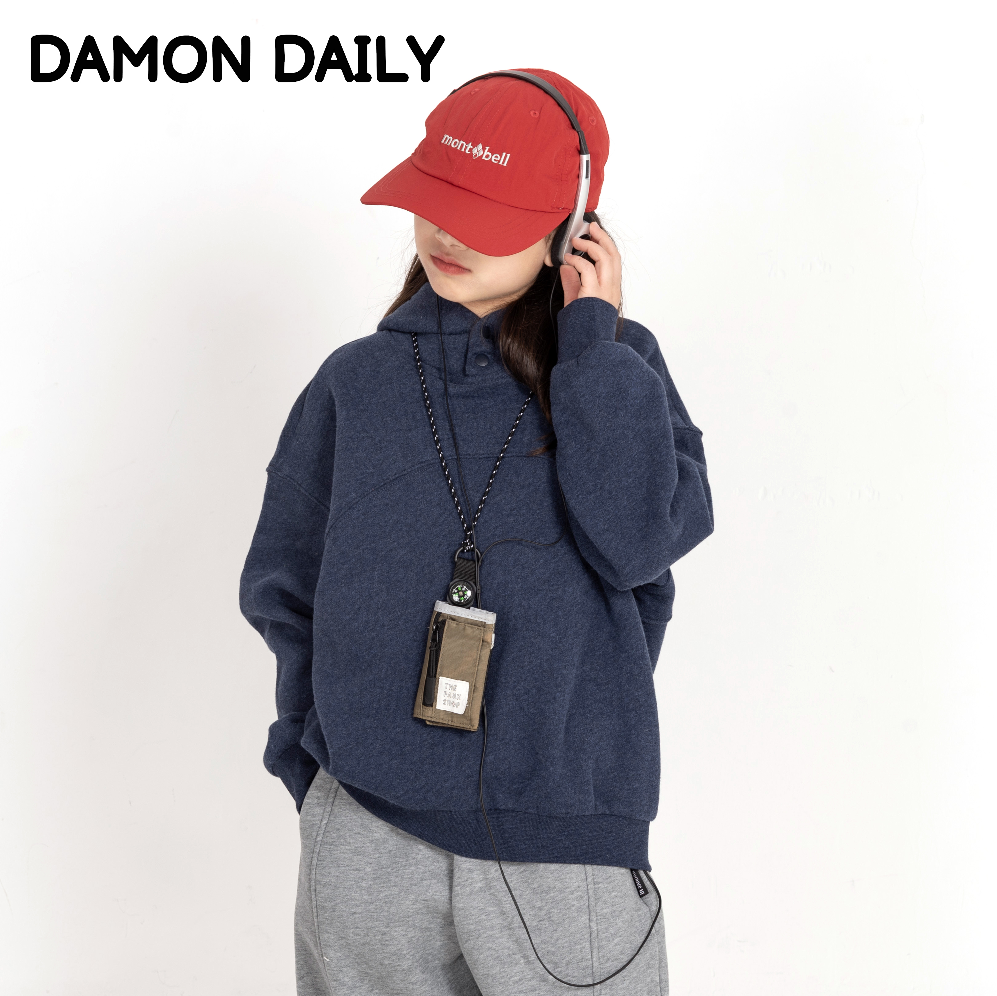 Damon儿童卫衣加绒保暖连帽卫衣