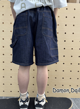 Damon25年夏季新款 儿童薄款宽松休闲深蓝色软牛仔裤