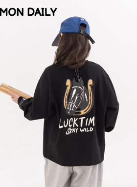 【Damon2/5日 10:00上新】儿童春季新款美式复古马头印花长袖T恤