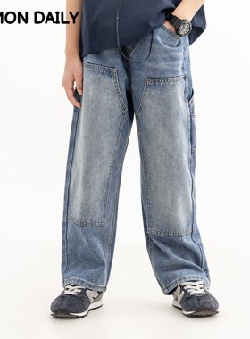 【Damon2/11日 10:00上新】春款儿童复古牛仔宽松阔腿裤贴布直筒