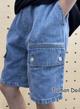 Damon25年夏季新款 儿童浅蓝色休闲软牛仔短裤