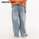 Damon2 26春款 5日 00上新 洗水蓝牛仔裤 儿童百搭刺绣阔腿裤