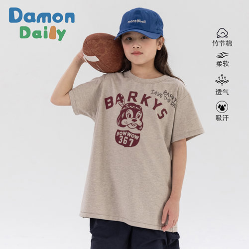 DAMON圆领贴布徽章字母印花短袖
