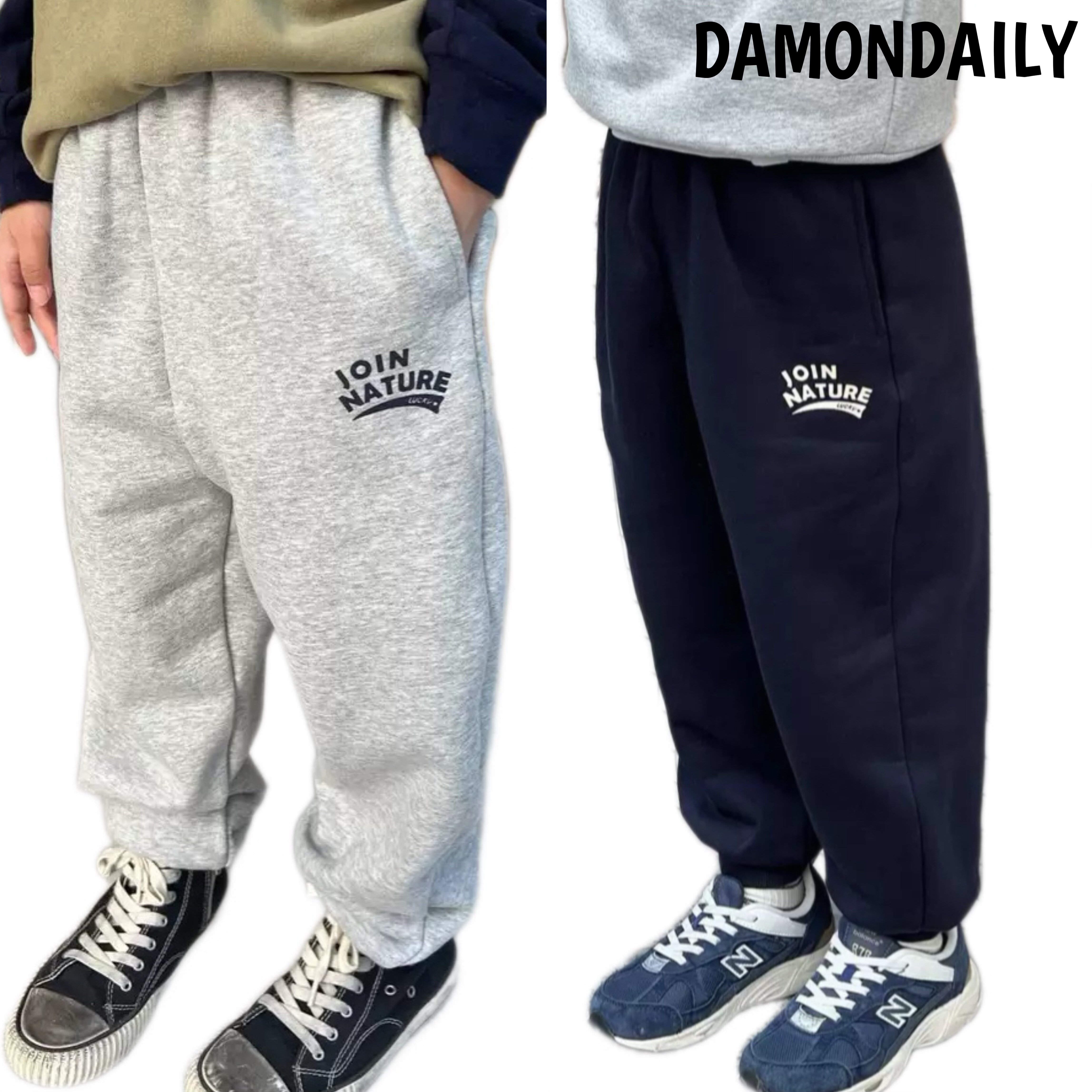 Damon儿童灰色加绒保暖裤