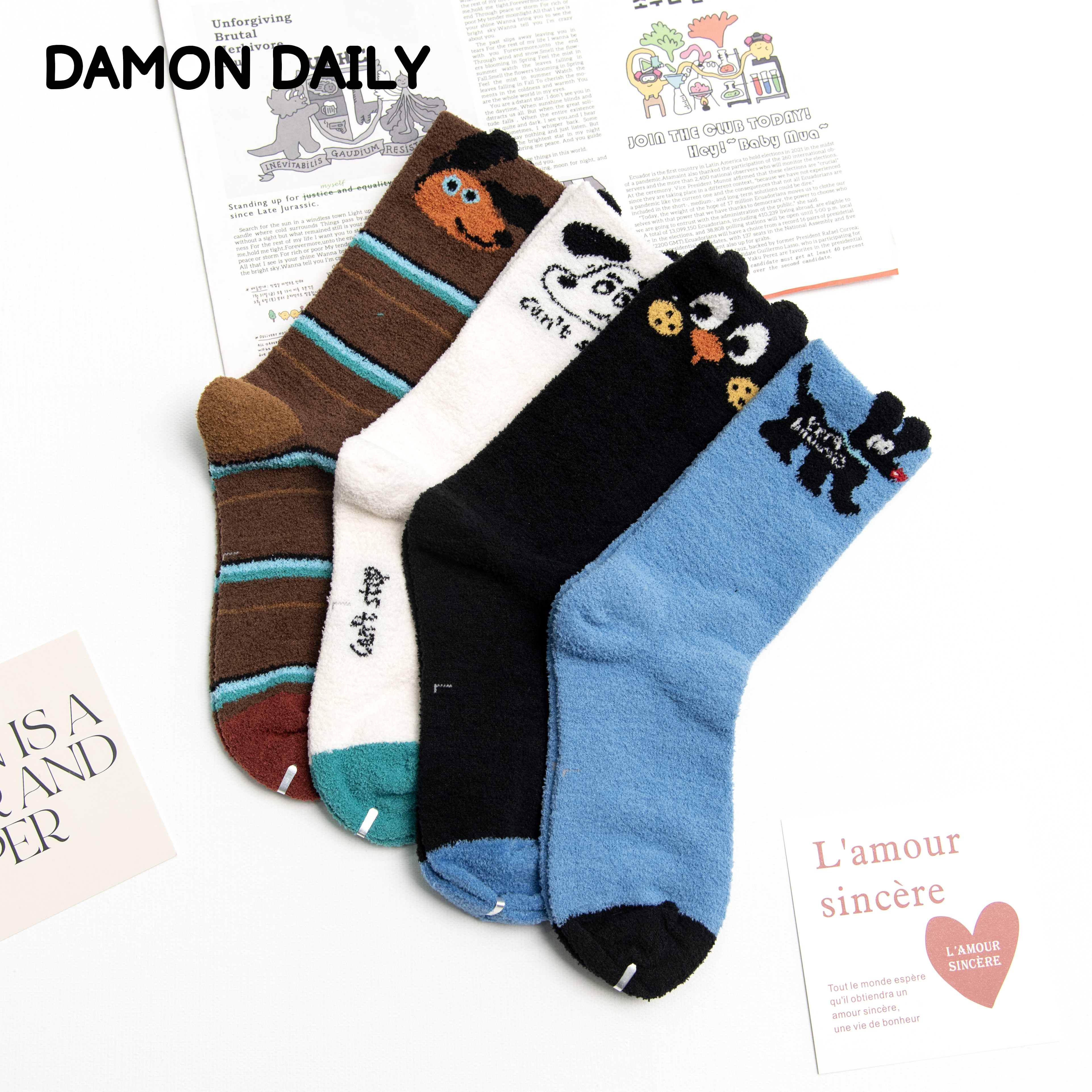 男童袜子春秋款纯棉中筒袜