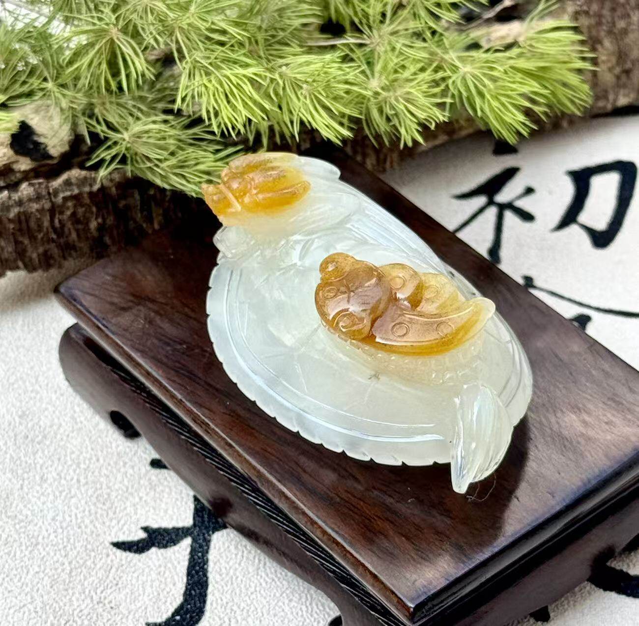 俏色黄龙玉龙龟吊坠天然玉石龙龟挂件男女款文玩玉坠挂饰摆件