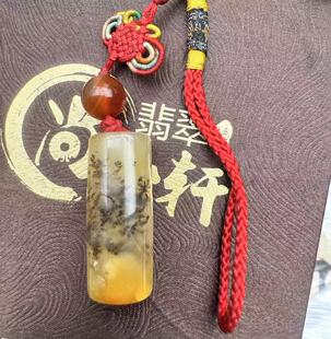 黄龙玉水草花勒子挂件天然玉石桶珠吊坠路路通车挂男女款文玩配饰