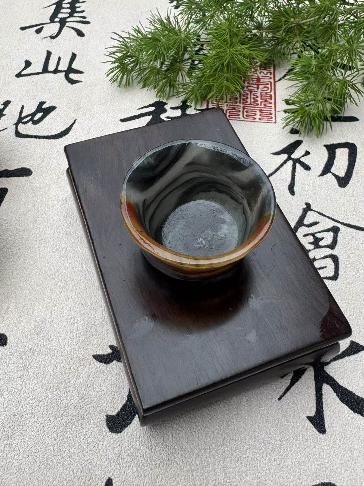 俏色黄龙玉茶杯天然玉石主人杯新中式茶盏品茗杯茶具摆件一套