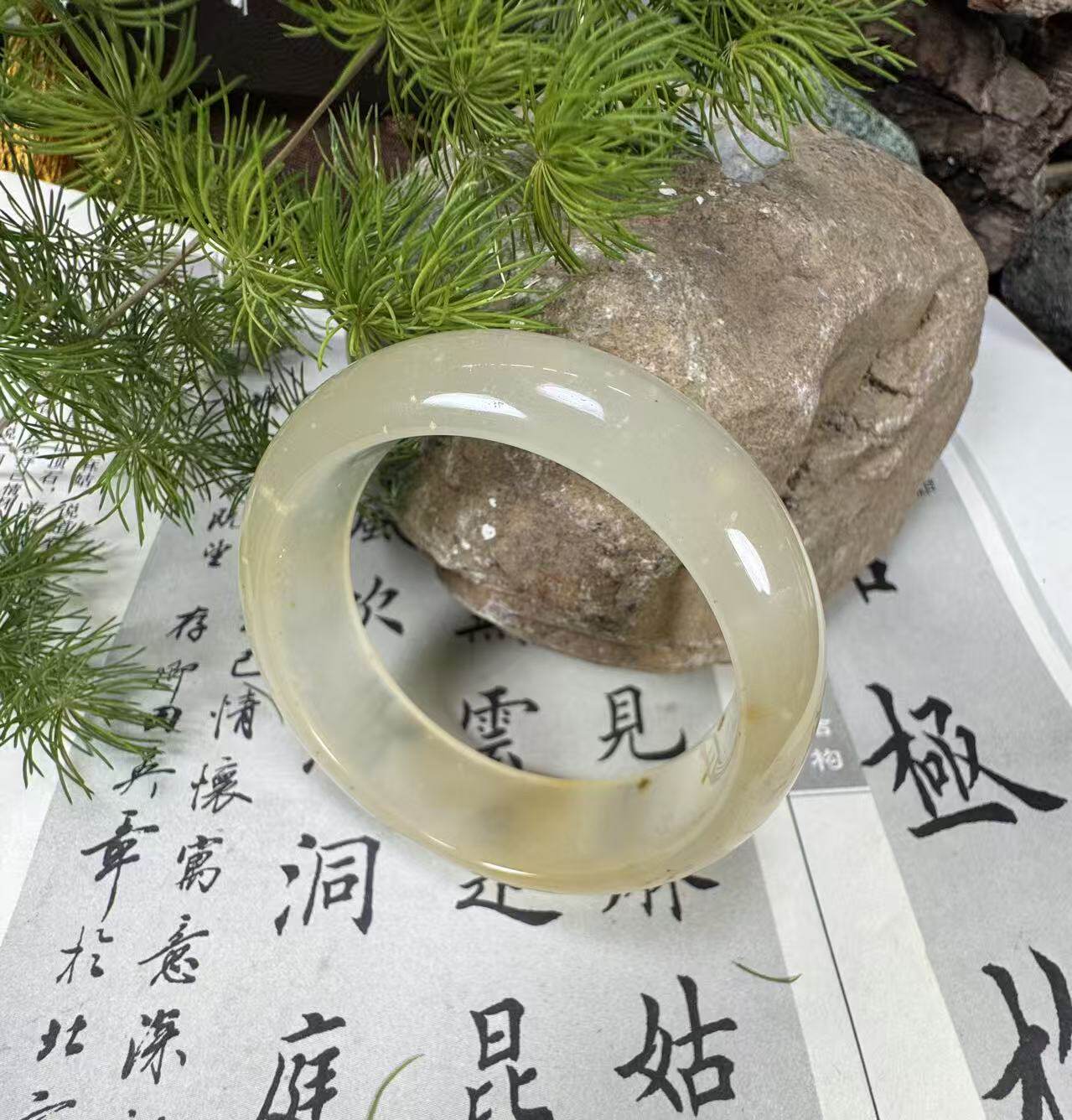 天然水沫玉高冰起光柠檬黄手镯