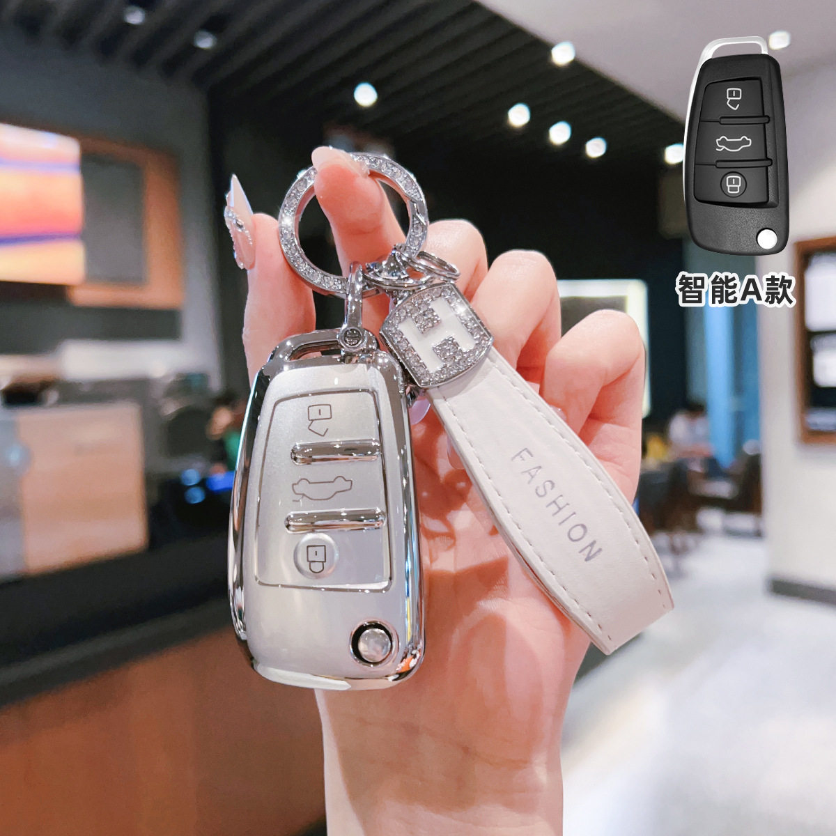 适用奥迪A6L钥匙包外套老款08/09/10/11年保护折叠轿车锁匙壳扣袋