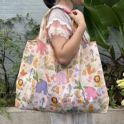 日本大号尼龙可折叠便携超市购物袋买菜包布袋子大容量环保手提袋