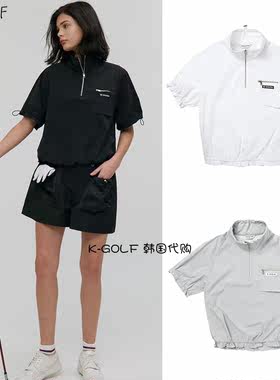 韩国代购MONDAYFLOW高尔夫球服23年女夏半拉链短袖T恤轻量风衣