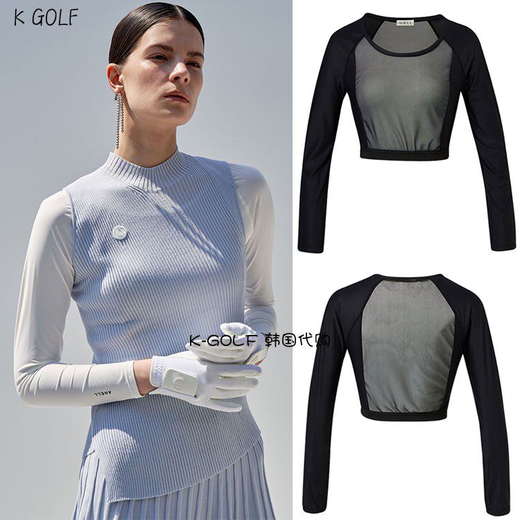 韩国代购ANELL高尔夫球服 23年女夏弹力舒适打底衫凉爽 golf上衣