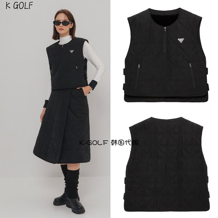 18 OBER韩国正品代购高尔夫球服24年女冬毛皮组合保暖款填充背心