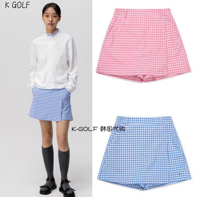 CLOVE韩国正品代购高尔夫球服24年女春夏季轻便运动格子裹身短裙