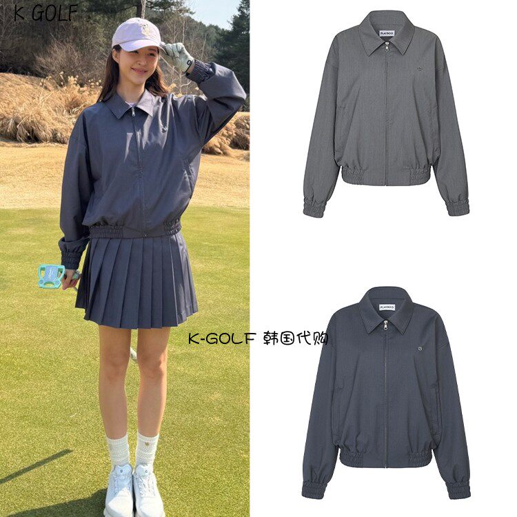 PLAYBOO韩国正品代购高尔夫球服25年女春仿牛仔布宽松长袖款外套