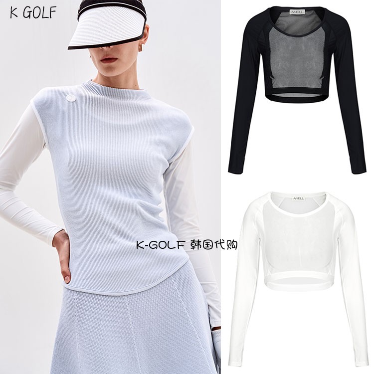 韩国代购ANELL高尔夫球服23年女夏防紫外线凉爽打底衫golf上衣