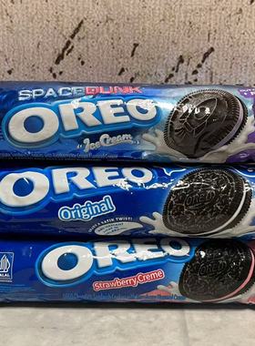 临期特卖 印尼进口OREO蓝莓冰淇淋风味香草草莓味夹心饼干110.4g
