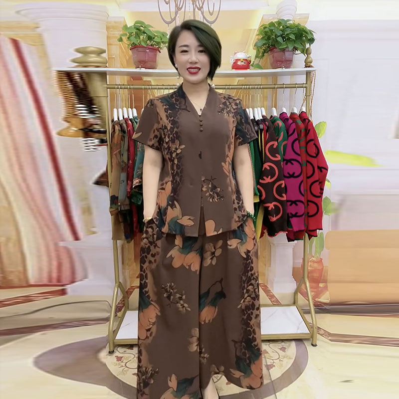 真丝香云纱两件套裤减龄显瘦套装