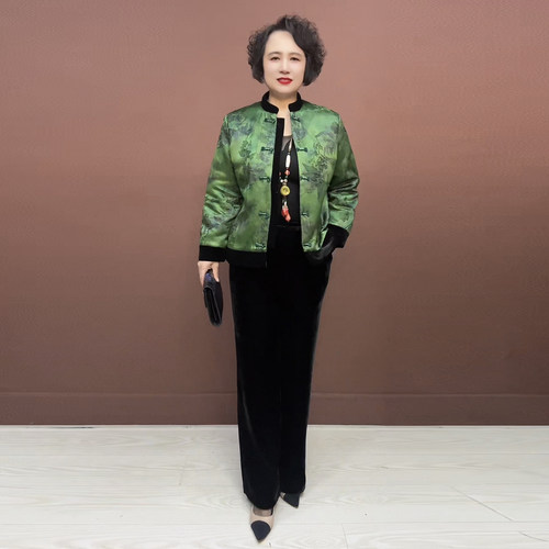 妈妈装秋冬洋气宽松加棉国风外套