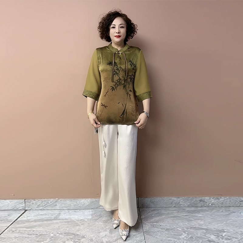 减龄妈妈装真丝两件套夏季国风女