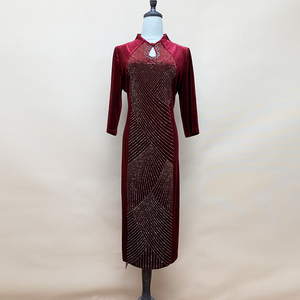 婚礼旗袍裙烫钻礼服气质妈妈长裙