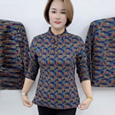 打底衫 秋冬新款 木耳领女士旗袍上衣加绒碎花妈妈德绒弹力显瘦长袖