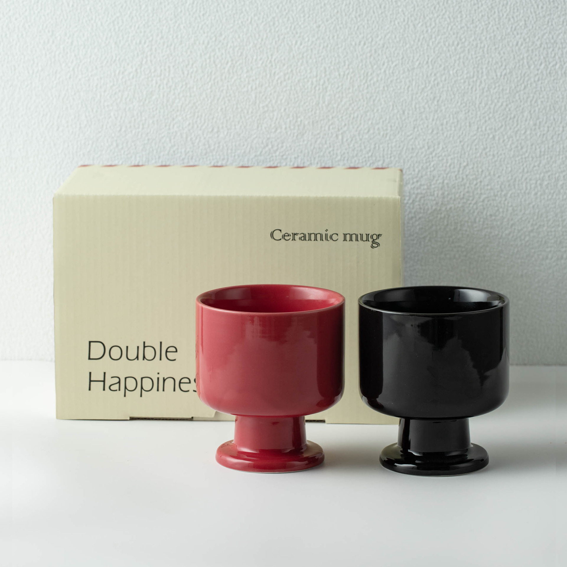 Ins black and red high footed cup, niche ceramic mug, coffe